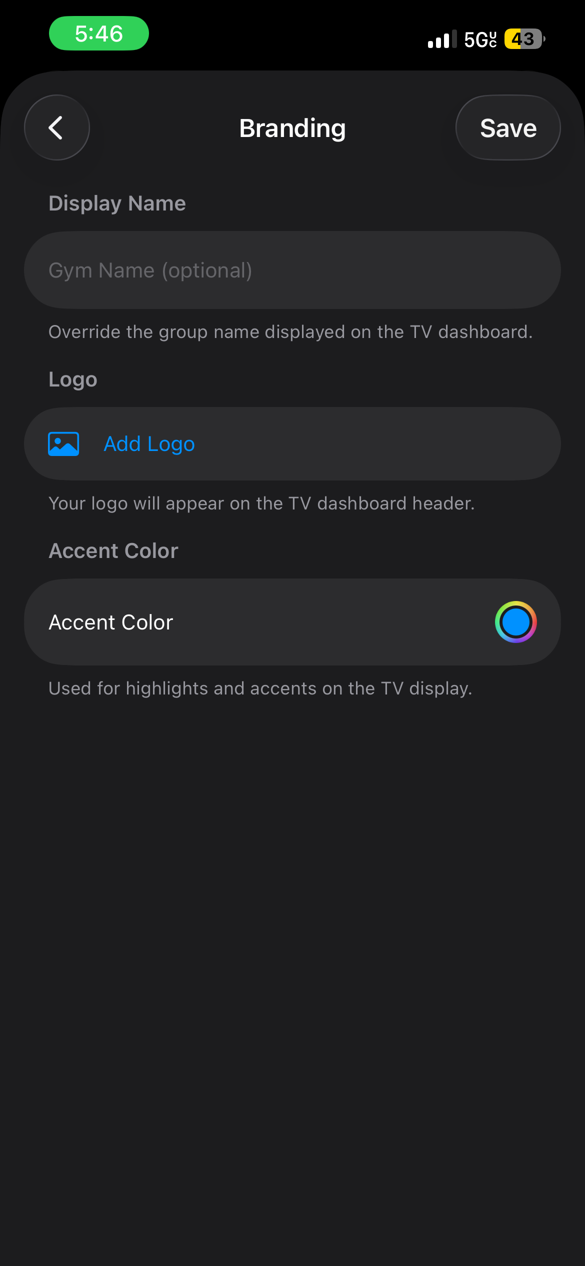 Branding settings