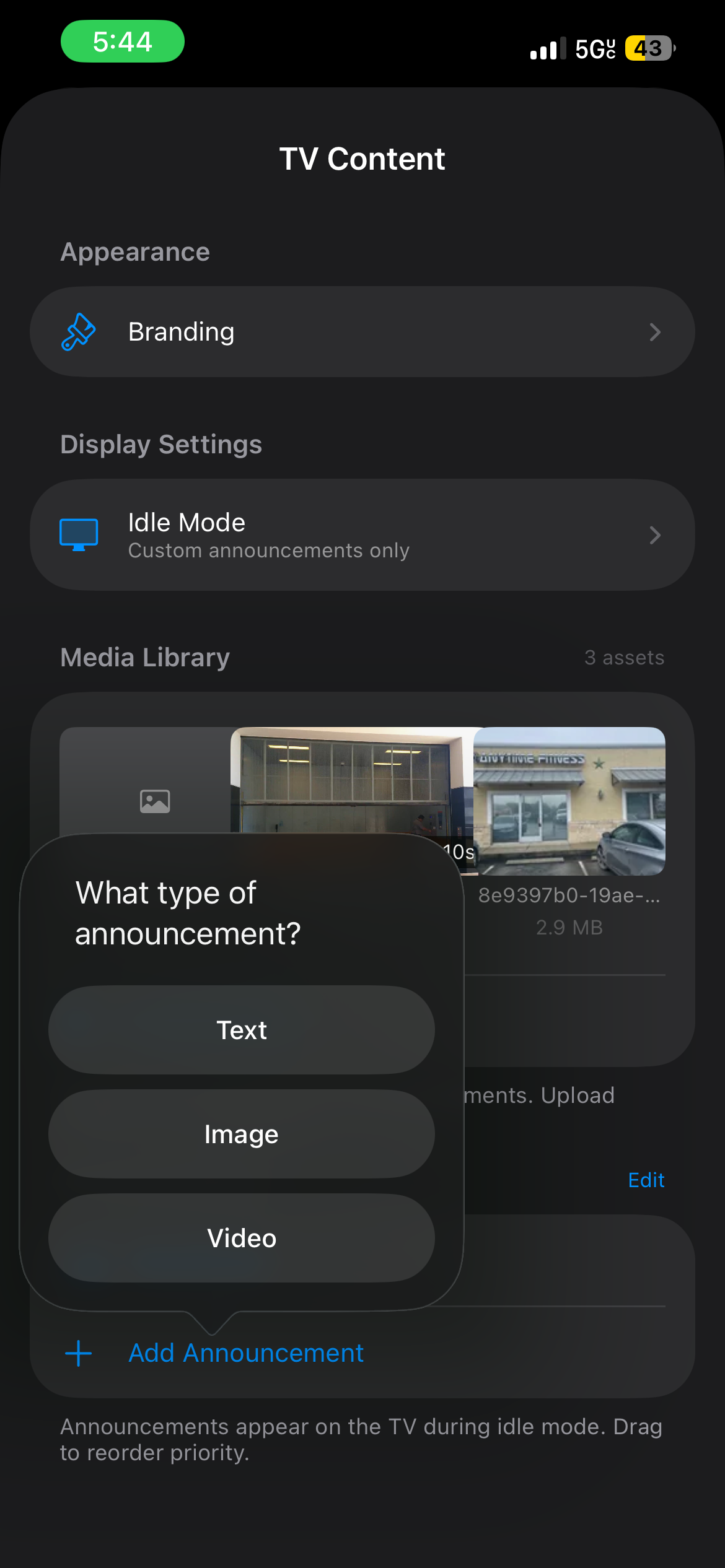 TV Content main screen